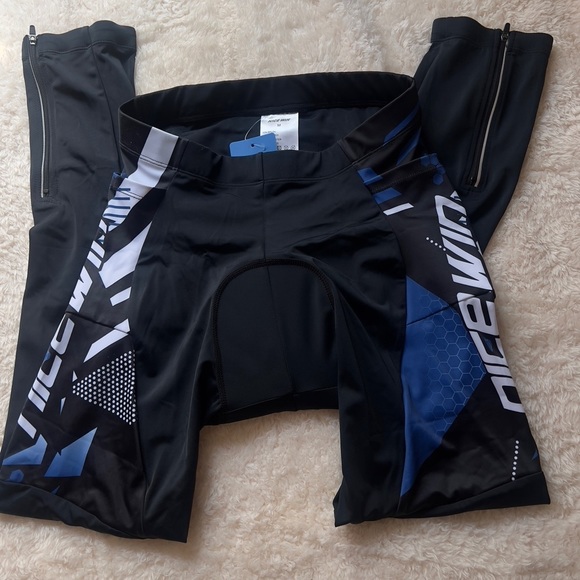 Women Nicewin Padded Bike Leggings Blue Black 3 pockets Easy Dry Spandex Size M - Picture 6 of 9